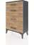 Arges Komodin 4 Çekmeceli 60X30X96 Antrasit-Çam 3