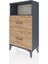 Arges Komodin Tek Raflı 2 Çekmeceli 60X30X106 Antrasit-Çam 5