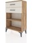 Arges Komodin Tek Raflı 2 Çekmeceli 60X30X96 Çam-Aytaşı 3
