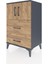 Hyperion Komodin Tek Raflı 2 Çekmeceli 2 Kapaklı 60X44X96 Antrasit-Çam 3