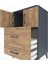 Hyperion Komodin Tek Raflı 2 Çekmeceli 2 Kapaklı 60X44X96 Antrasit-Çam 5