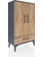 Arges Komodin 3 Raflı Tek Çekmeceli 2 Kapaklı 60X30X106 Antrasit-Çam 3