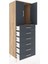 Hyperion Dolap Tek Raflı 6 Çekmeceli 2 Kapaklı 60X44X182 Çam-Antrasit 4