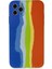 iPhone 11 Pro Kılıf Ebruli Lansman Silikon - Mavi-Turuncu - MKR028348-5809 1