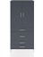Hyperion Dolap 3 Raflı 4 Çekmeceli 2 Kapaklı 88X44X195 Antrasit-Antrasit 1