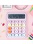 Renkli Hesap Makinesi 12 Haneli Yuvarlak Tuşlu Pembe Renk Hesap Makinesi 5