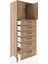 Hyperion Dolap Tek Raflı 6 Çekmeceli 2 Kapaklı 60X44X182 Çam-Çam 4