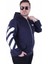 Büyük Beden Kapüşonlu Fermuarlı 3ip Sweat Mg 25718 Lacıvert 1