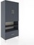 Hyperion Dolap 3 Raflı Tek Çekmeceli Tek Askılı 88X44X195 Antrasit-Antrasit 2