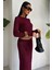 Macey Kroşe Crop Takım -Bordo 5
