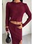 Macey Kroşe Crop Takım -Bordo 7