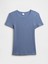 Kadın Mavi Pointelle Crewneck T-Shirt 2