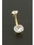 Yuvarlak Zirkon Taşlı Çelik Piercing 1 Adet 1