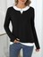 Kadın Uzun Kollu V Yakalı Çift Renkli Viskon Iki Iplik Bluz 5