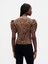 Kadın Kahverengi Puff-Sleeve Seamed Bluz 5