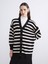 Yeni Sezon V Yaka Çizgili Kadın Triko Hırka 1