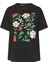 Büyük Beden Bisiklet Yaka Kısa Kollu Çiçek Desenli T-Shirt 304197 6