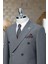 Özel Tasarım Italyan Kesim Kruvaze Çizgili Erkek Takım Elbise Gri 2