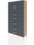 Arges Dolap 2 Raflı 5 Çekmeceli 2 Kapaklı 88X30X163 Çam-Antrasit 3