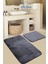 Yumuşak Peluş Banyo Halısı Klozet Takımı, 80X50 ve 50X40 Cm, Antrasit, Yıkanabilir 1