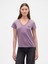 Kadın Koyu Lila V Yaka T-Shirt 1