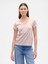 Kadın Açık Pembe V Yaka Grafik T-Shirt 1
