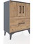 Arges Komodin 2 Raflı Tek Çekmeceli 2 Kapaklı 60X30X80 Antrasit-Çam 2