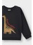 Erkek Bebek Bisiklet Yaka Dinozor Baskılı İçi Yumuşak Tüylü Sweatshirt E9230A525AU 2