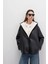 Kadın Oversize Siyah Suni Deri Ceket 3