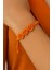 Turuncu Çiçek Boncuklu Ayarlanabilir Makrome Bileklik 5
