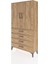 Arges Dolap Tek Raflı 4 Çekmeceli Tek Askılı 88X30X163 Çam-Çam 3