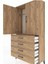Arges Dolap Tek Raflı 4 Çekmeceli Tek Askılı 88X30X163 Çam-Çam 5