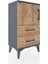 Arges Komodin 2 Raflı Tek Çekmeceli Tek Kapaklı 44X30X80 Antrasit-Çam 4