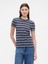 Kadın Lacivert Çizgili Crewneck T-Shirt 1