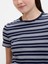 Kadın Lacivert Çizgili Crewneck T-Shirt 3