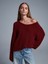 10806 Kayık Yaka Yumuşak Dokulu Triko Kazak-Koyu Bordo 3