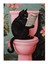 Tuvaletteki Siyah Kedi Tasarım Ahşap Tablo, 35CM x 50CM 1
