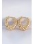 Pirinç Gold Renk Tırtık Detay Bombeli Halka Küpe - TJ-BKP8972 1
