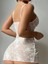 Amorasecret Amorasecret Beyaz Tül Dantelli Taşlı Fantezi Gecelik 2