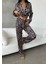 Kadın Leopar Desenli Ipek Saten Pijama Takımı 4