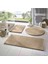 3'lü Peluş Banyo Halısı Takımı Vizon 50X90, 50X60, 50X50 (Yuvarlak) 1