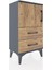 Arges Komodin 2 Raflı 2 Çekmeceli Tek Kapaklı 44X30X80 Antrasit-Çam 3