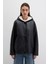 Kadın Oversize Siyah Suni Deri Ceket 4