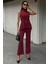 Rose Dik Yaka Fitilli Takım -Bordo 7