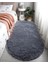 Yumuşak Peluş Oval Halı, Çok Amaçlı, Yıkanabilir, Kaymaz Taban, Gri Renk 1
