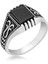 Gümüş Siyah Onix Taşlı Erkek Yüzük 1