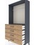 Arges Dolap Tek Raflı 4 Çekmeceli Tek Askılı 88X30X163 Antrasit-Çam 5