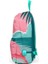 Yeşil Pembe Desenli Sırt Çantası - Okul ve Günlük - Usb+Aux Soketli 2