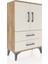 Arges Komodin 2 Raflı 2 Çekmeceli 2 Kapaklı 60X30X96 Çam-Aytaşı 2
