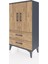 Arges Komodin 2 Raflı 2 Çekmeceli 2 Kapaklı 60X30X106 Antrasit-Çam 5